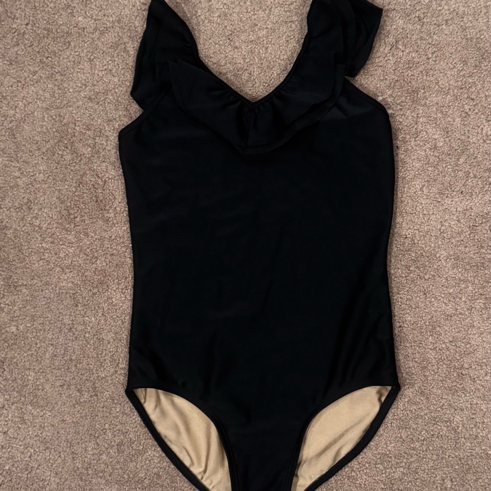 Purple Pixies Brand Black Ruffled Leotard